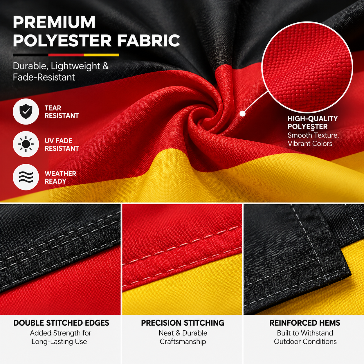 Germany Flag 2'x3' to 5'x8' Nylon