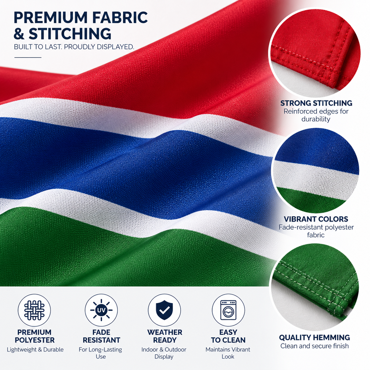 Gambia Flag 2'x3' to 5'x8' Nylon