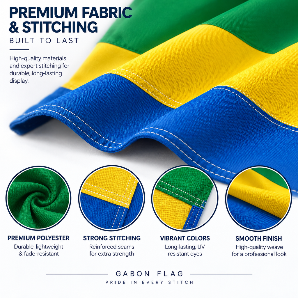 Gabon Flag 2'x3' to 5'x8' Nylon