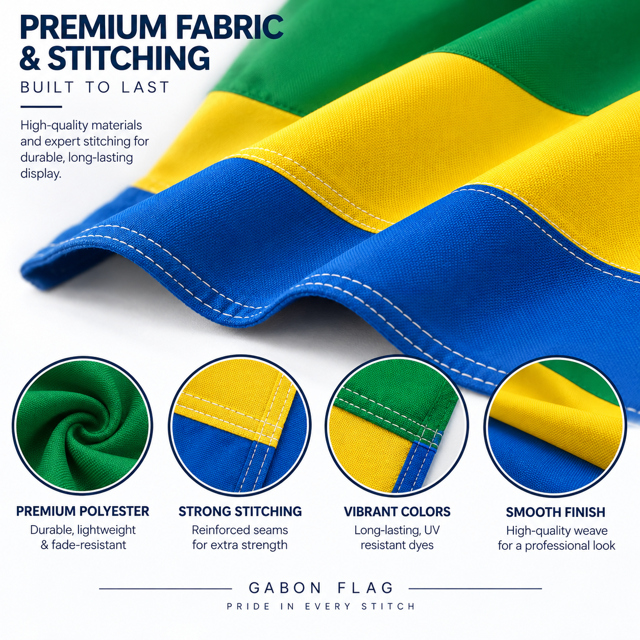 Gabon Flag 2'x3' to 5'x8' Nylon