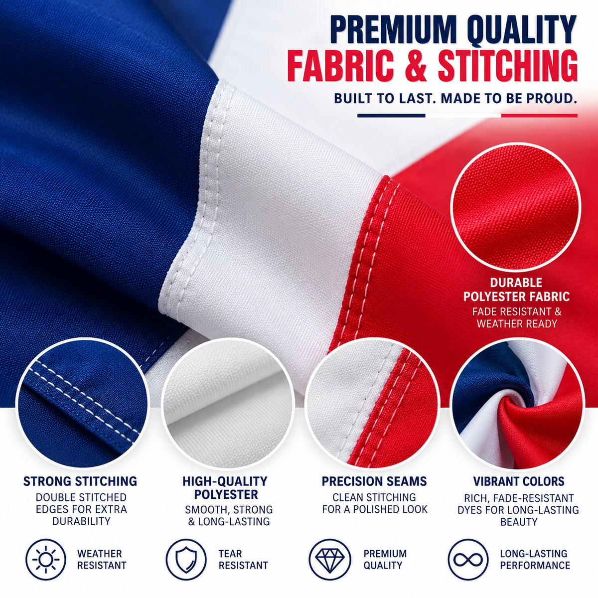 France Flag 2'x3' to 5'x8' Nylon