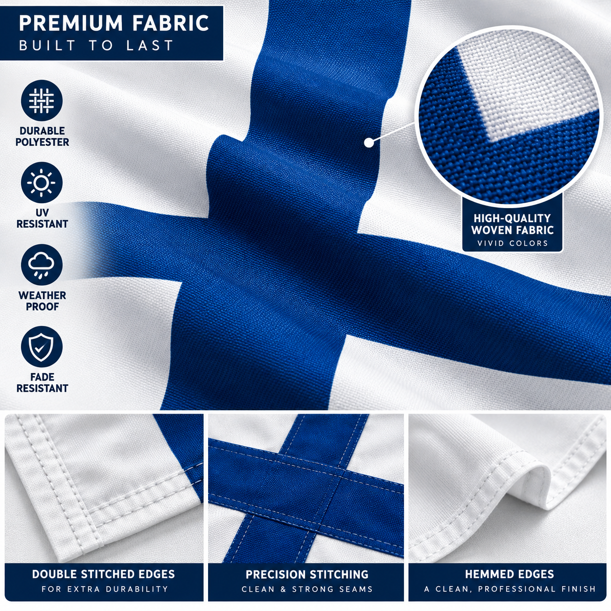 Finland Flag 2'x3' to 5'x8' Nylon