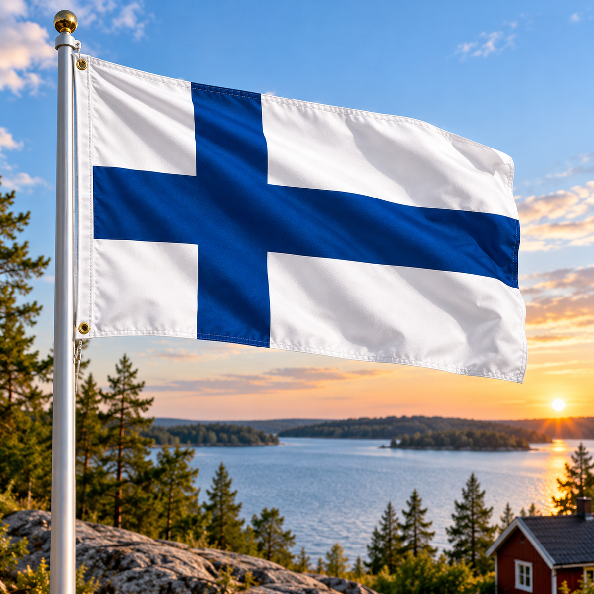 Finland Flag 2'x3' to 5'x8' Nylon