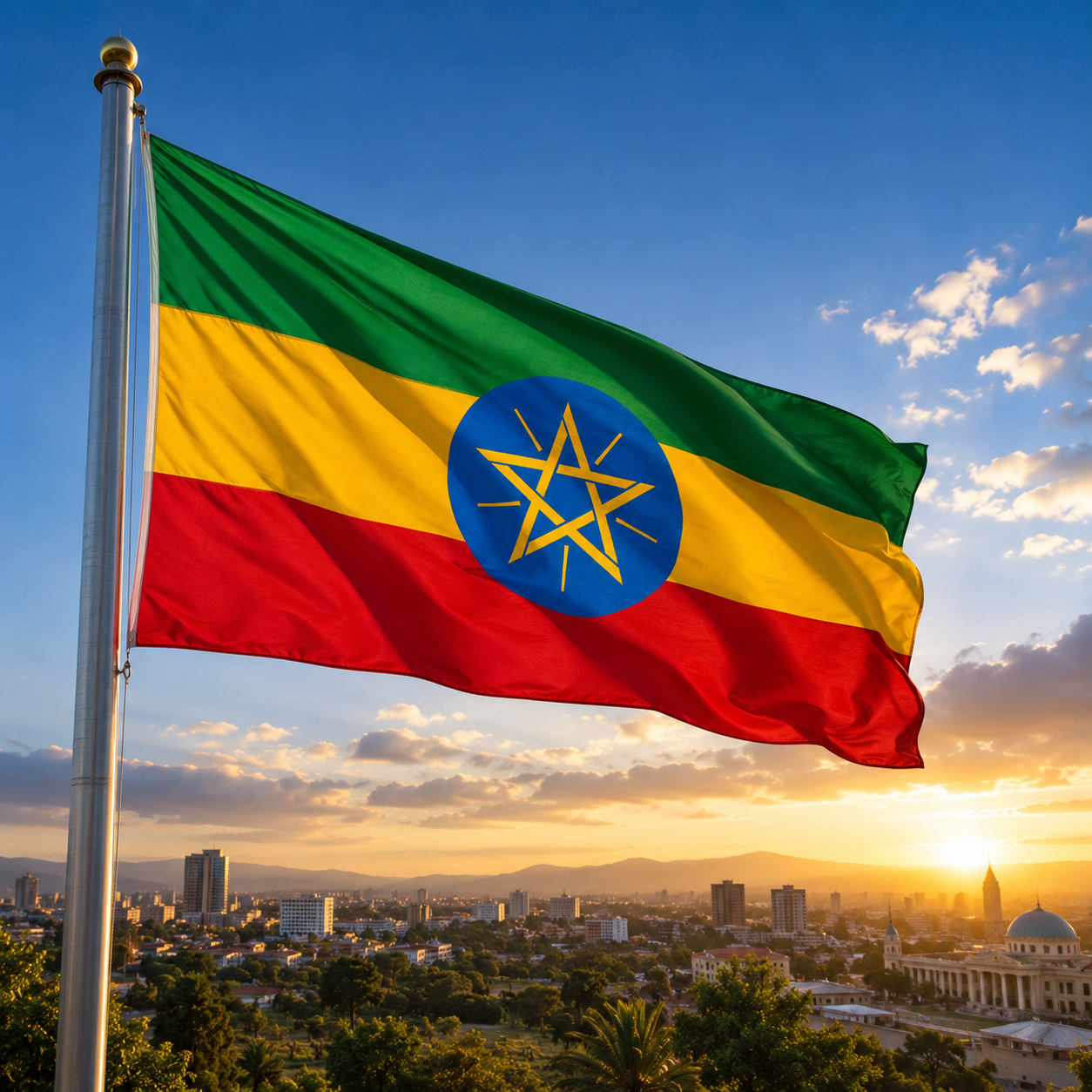 Ethiopia Flag 2'x3' to 5'x8' Nylon