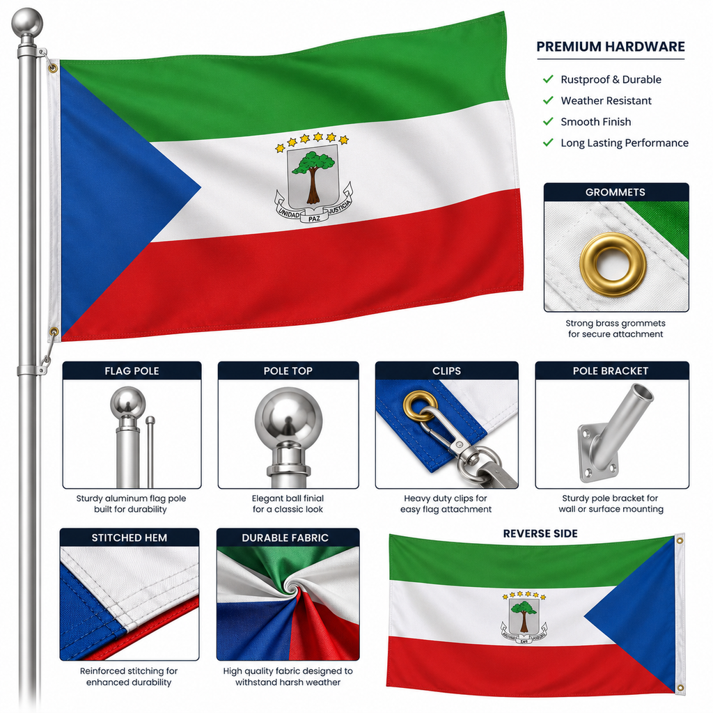 Equatorial Guinea Flag 2'x3' to 5'x8' Nylon