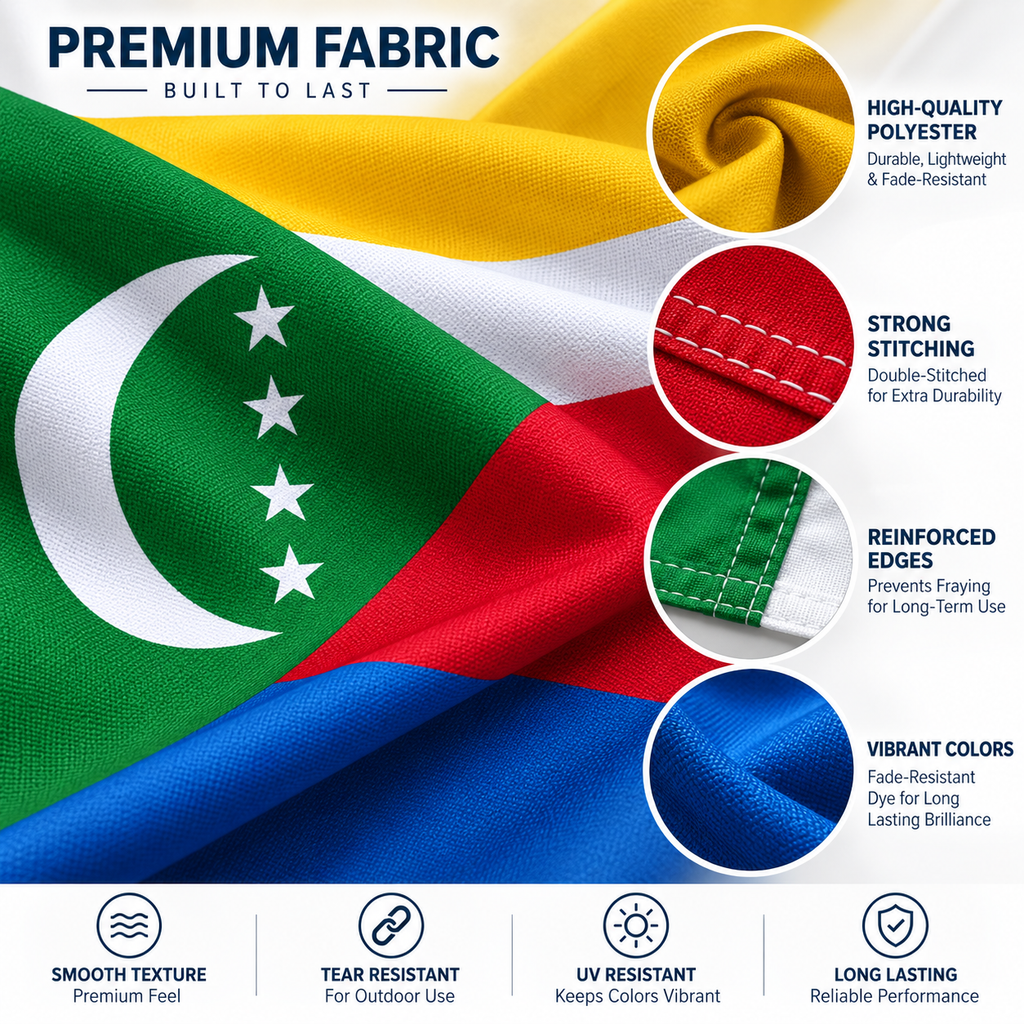 Comoros Flag 2'x3' to 5'x8' Nylon