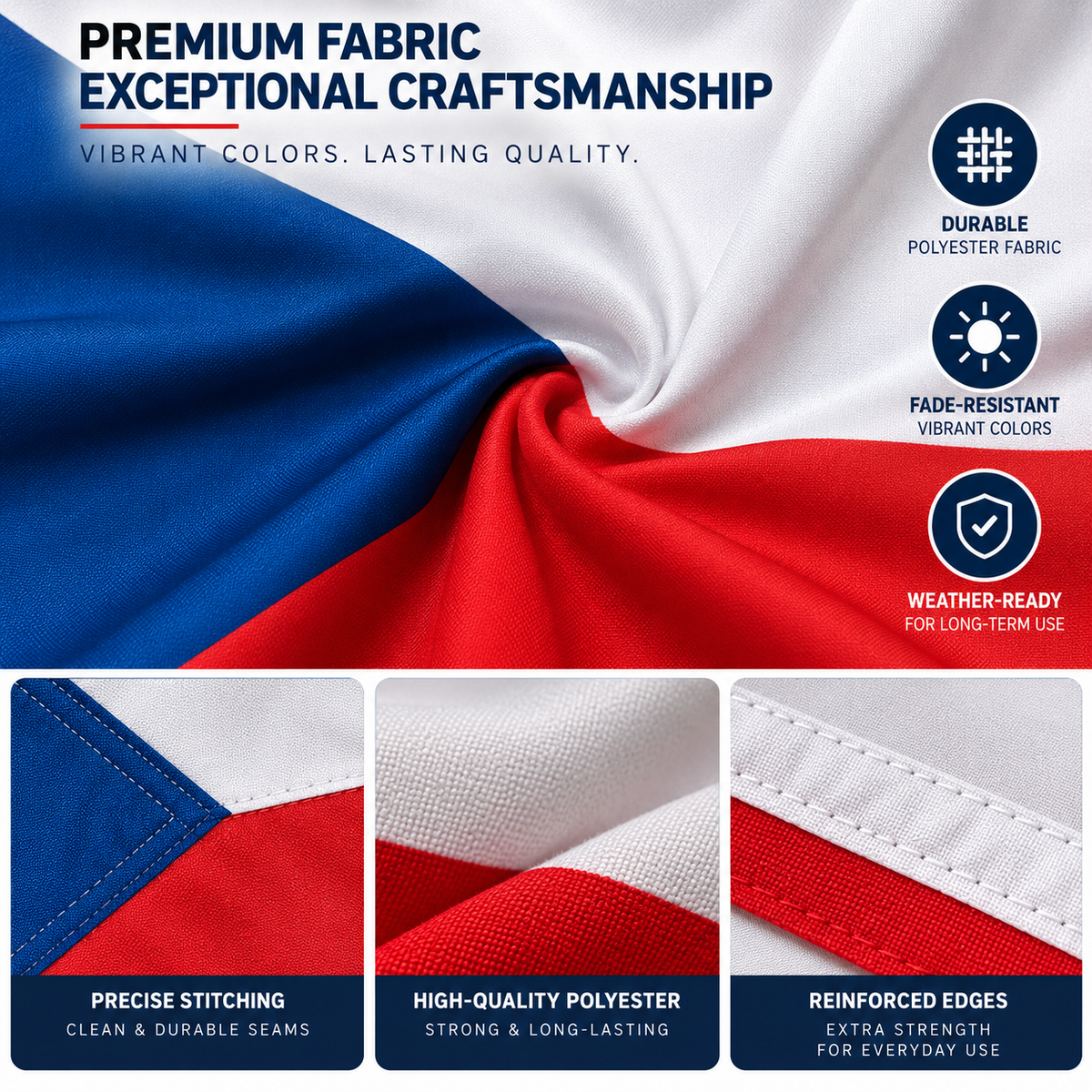 Czech Republic Flag 2'x3' to 5'x8' Nylon