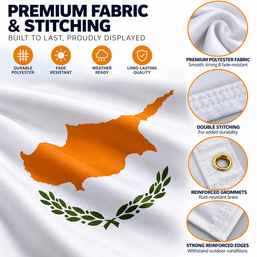 Cyprus Flag 2'x3' to 5'x8' Nylon