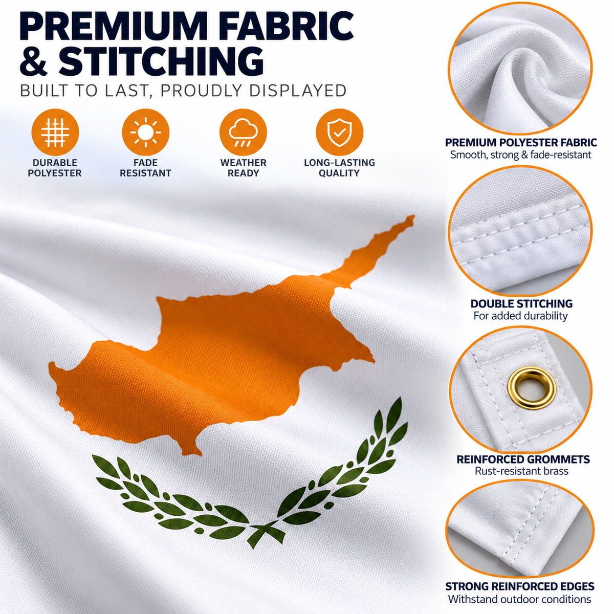 Cyprus Flag 2'x3' to 5'x8' Nylon