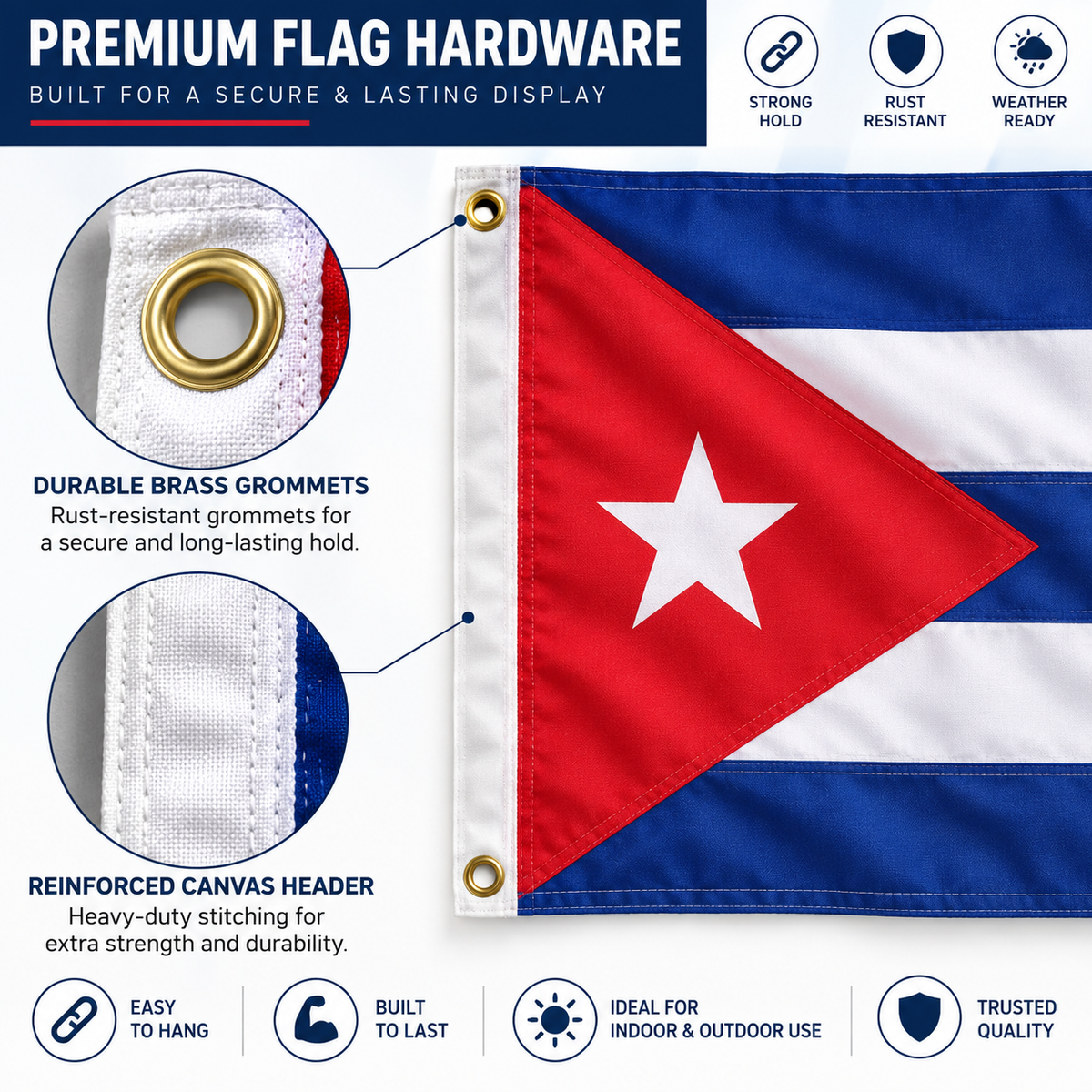Cuba Flag 2'x3' to 5'x8' Nylon
