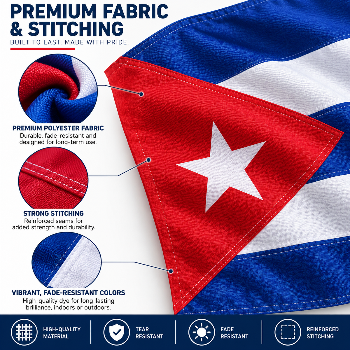 Cuba Flag 2'x3' to 5'x8' Nylon