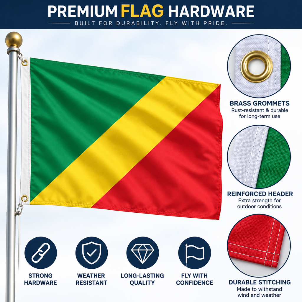 Congo Flag 2'x3' to 5'x8' Nylon