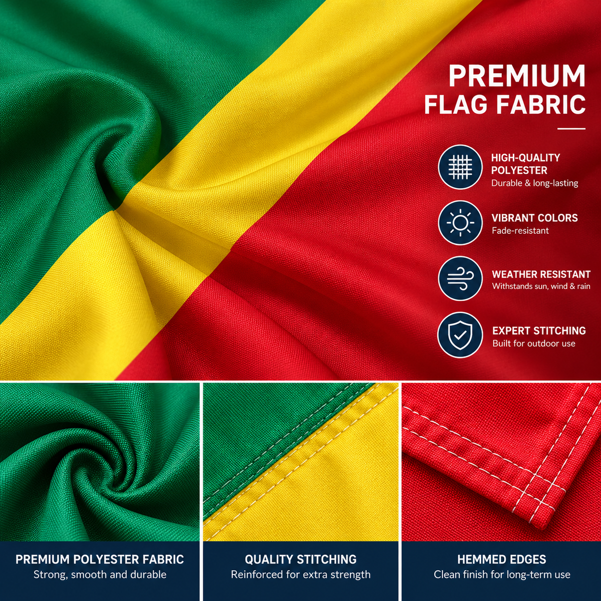 Congo Flag 2'x3' to 5'x8' Nylon