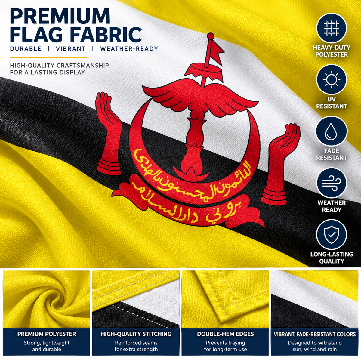 Brunei Flag 2'x3' to 5'x8' Nylon