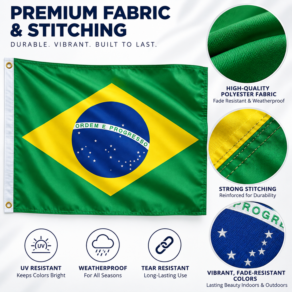 Brazil Flag 2'x3' to 5'x8' Nylon