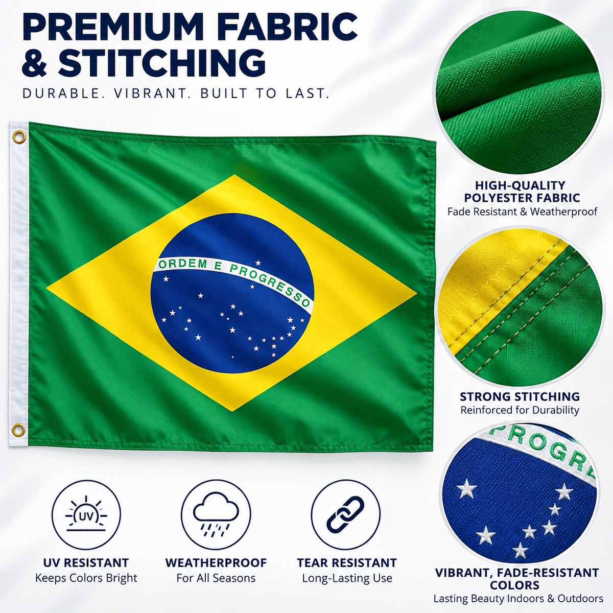 Brazil Flag 2'x3' to 5'x8' Nylon