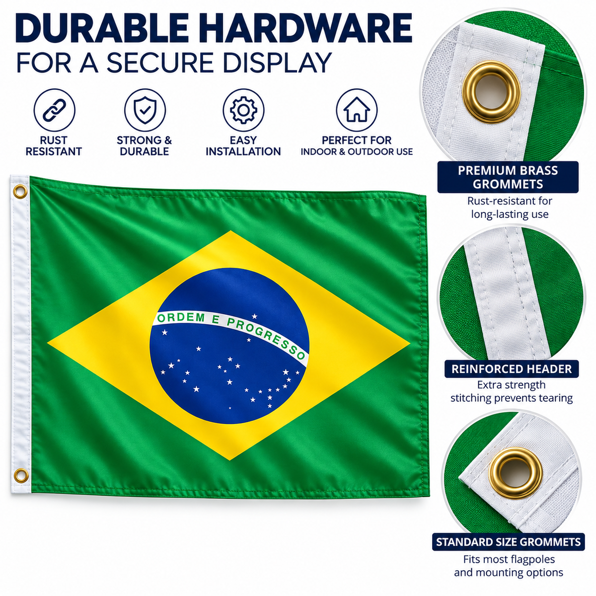 Brazil Flag 2'x3' to 5'x8' Nylon