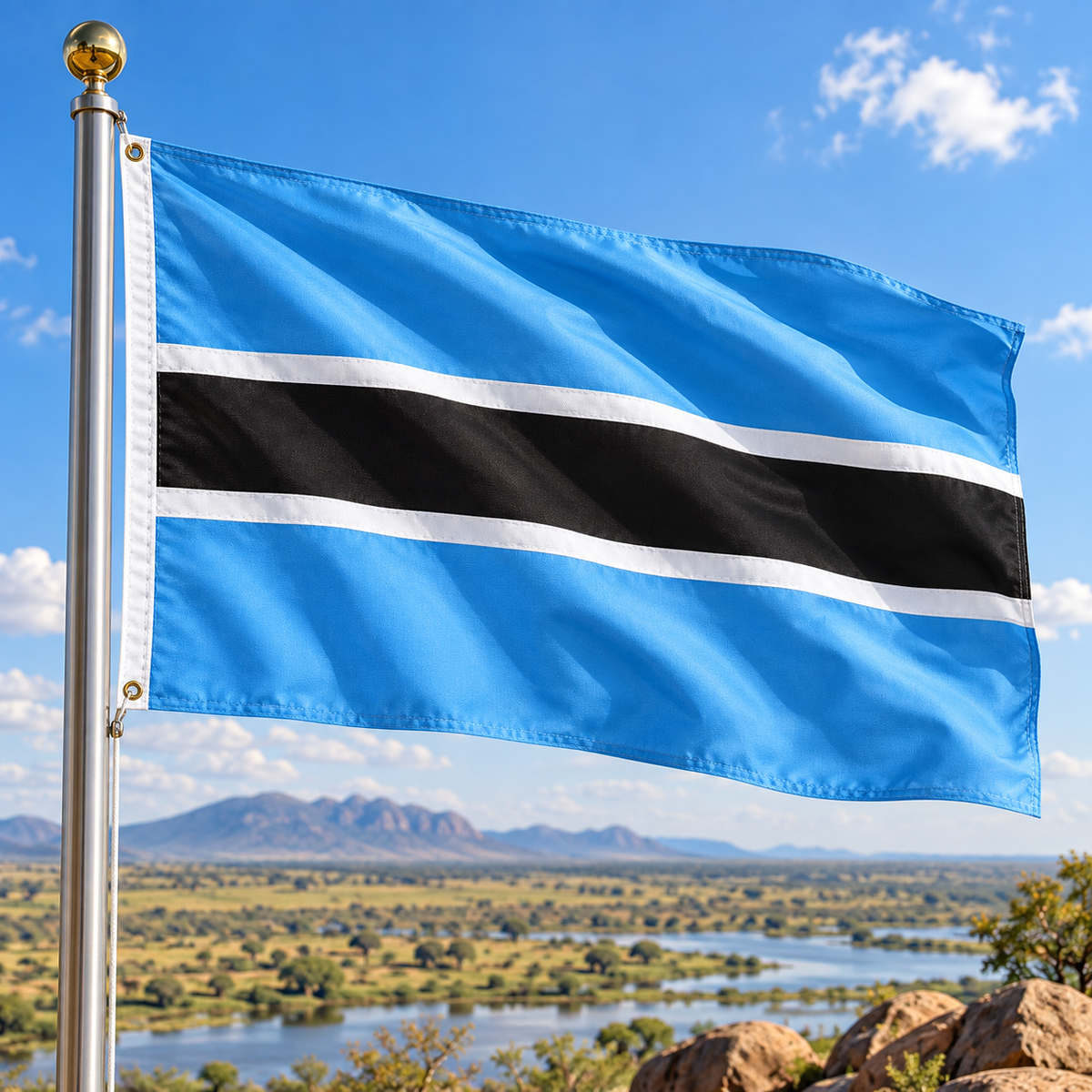 Botswana Flag 2'x3' to 5'x8' Nylon