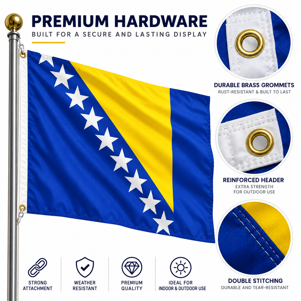 Bosnia-Herzegovina Flag 2'x3' to 5'x8' Nylon