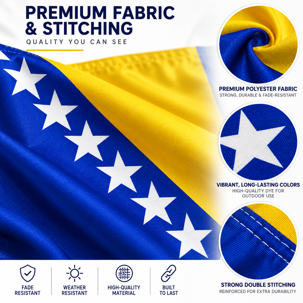 Bosnia-Herzegovina Flag 2'x3' to 5'x8' Nylon