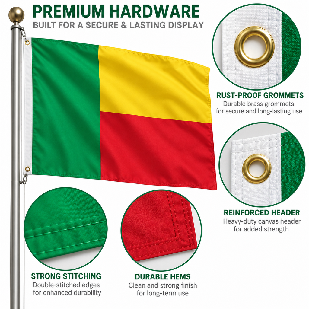 Benin Flag 2'x3' to 5'x8' Nylon