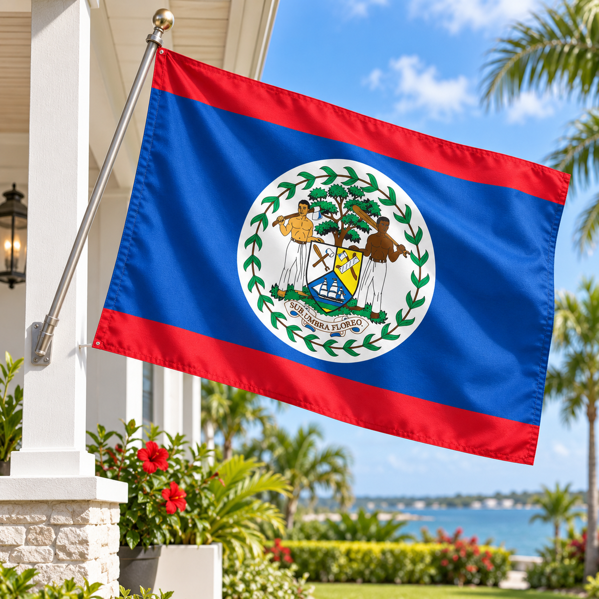 Belize Flag 2'x3' to 5'x8' Nylon