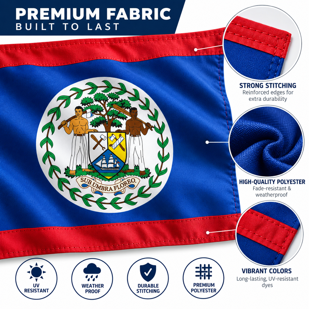 Belize Flag 2'x3' to 5'x8' Nylon