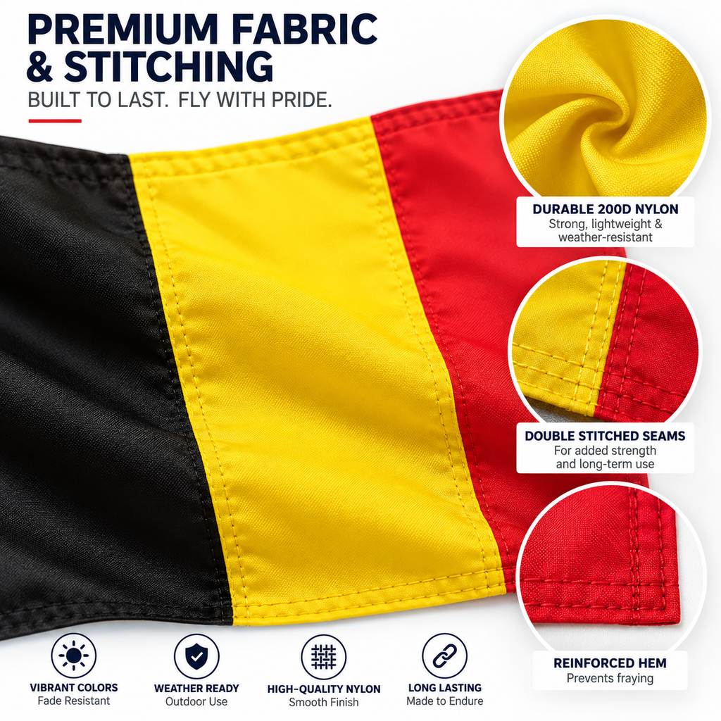 Belgium Flag 2'x3' to 5'x8' Nylon