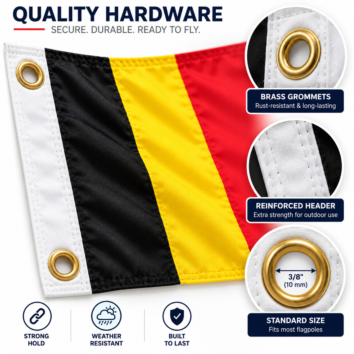Belgium Flag 2'x3' to 5'x8' Nylon