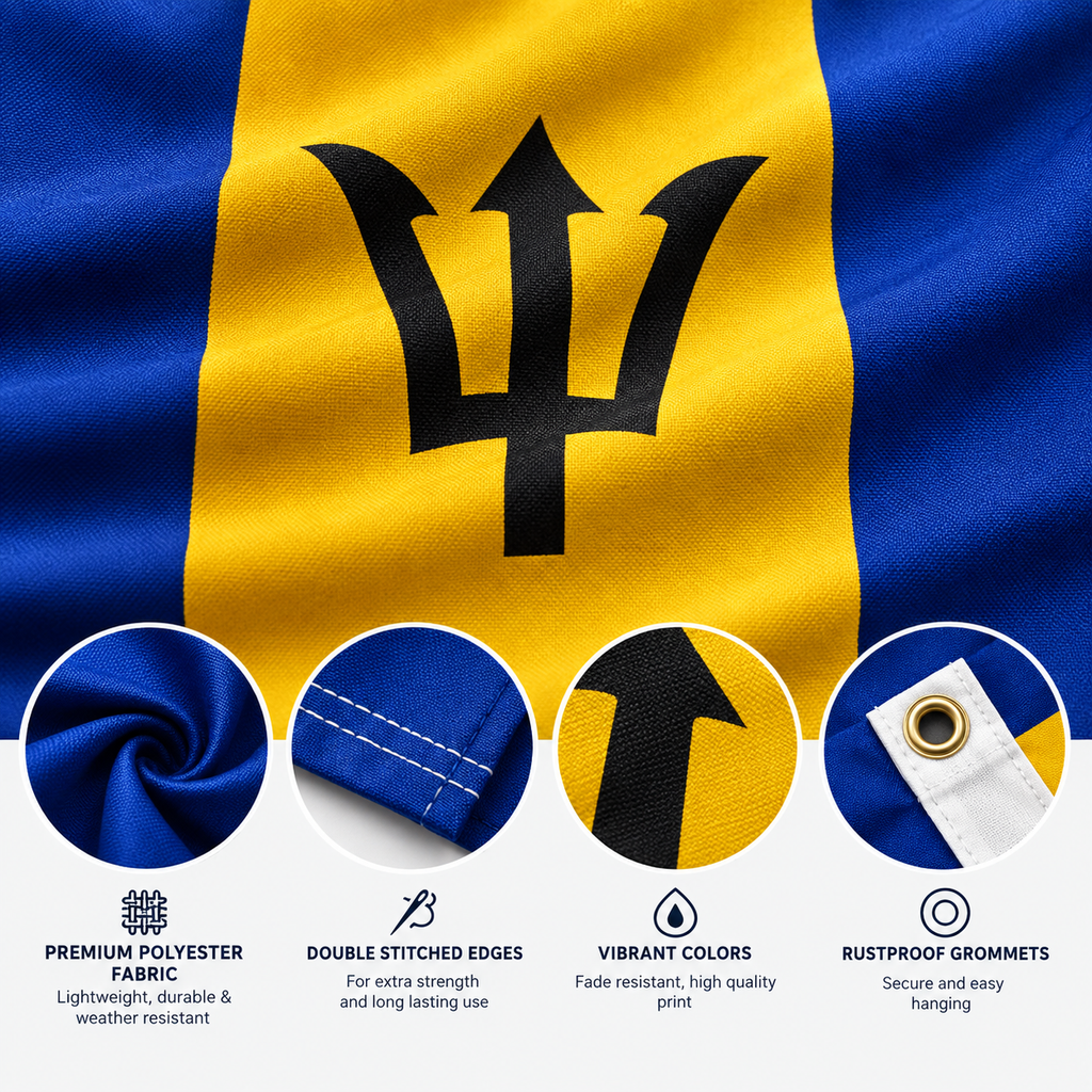 Barbados Flag 2'x3' to 5'x8' Nylon