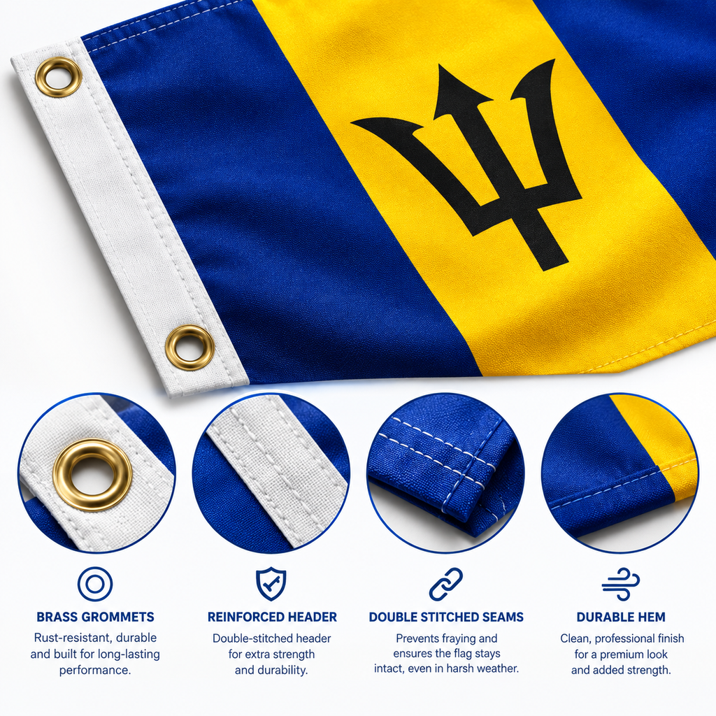 Barbados Flag 2'x3' to 5'x8' Nylon