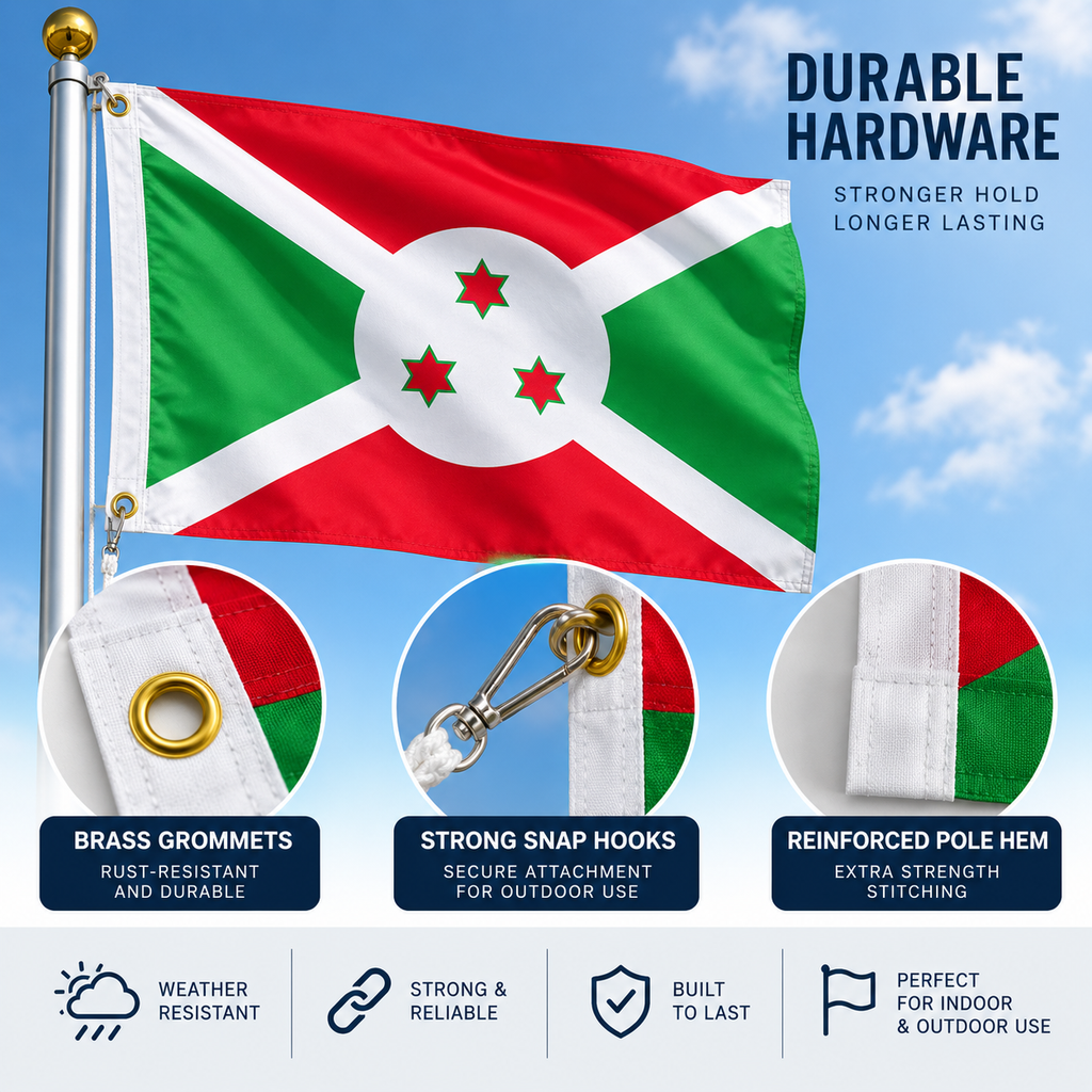 Burundi Flag 2'x3' to 5'x8' Nylon