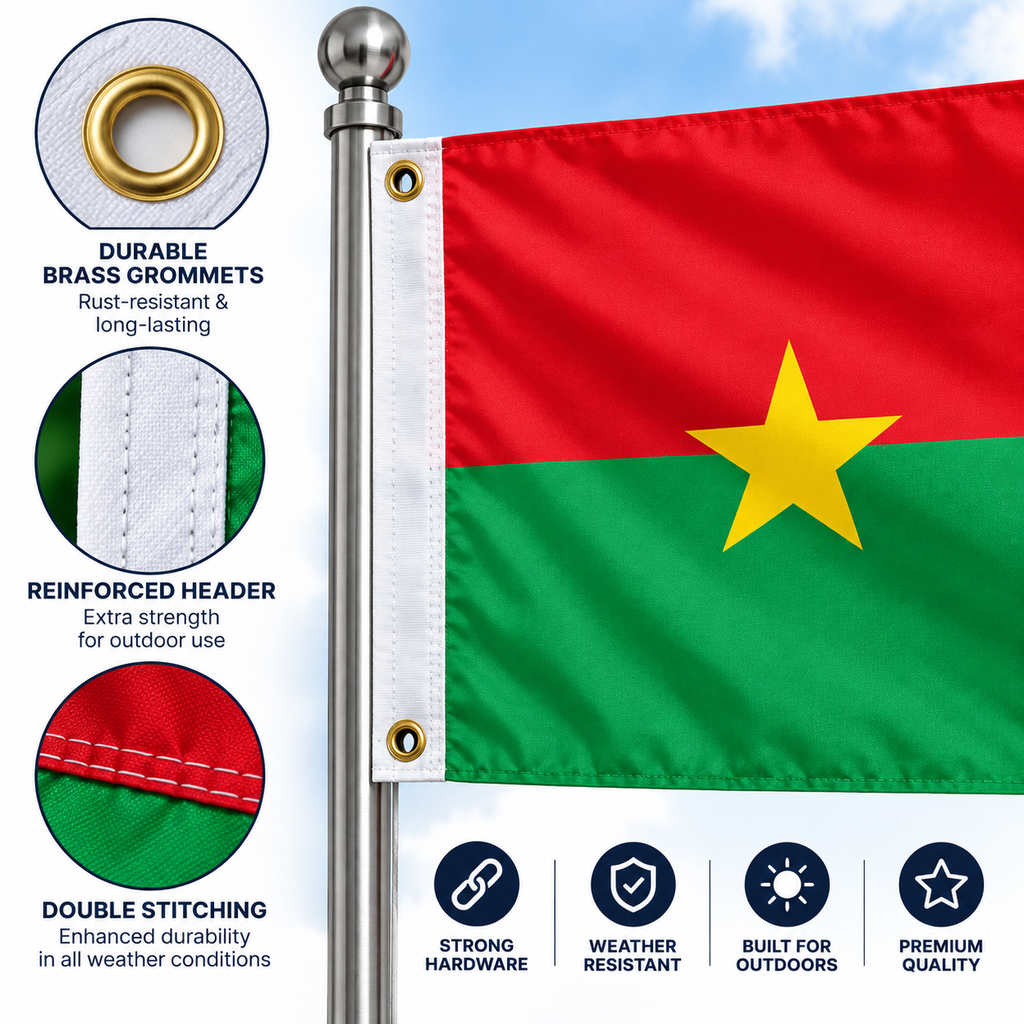 Burkina Faso Flag 2'x3' to 5'x8' Nylon