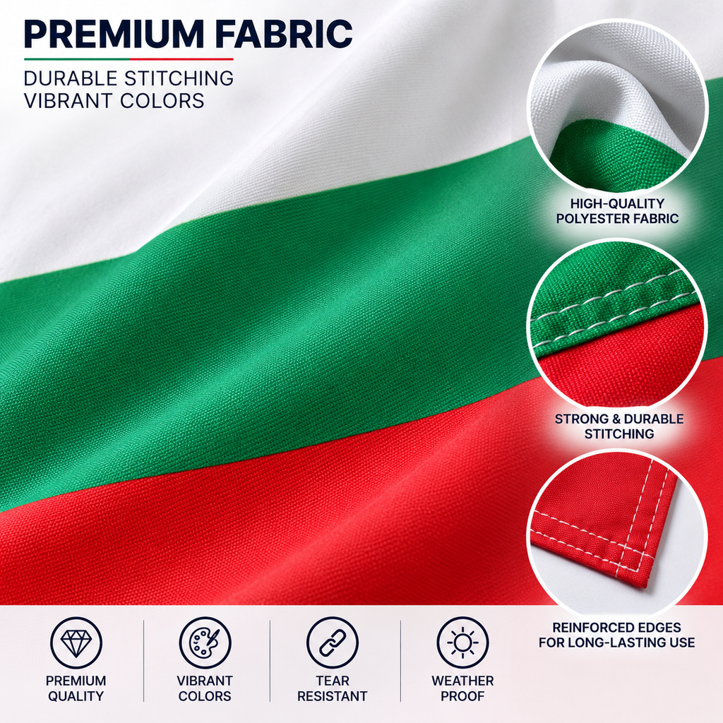 Bulgaria Flag 2'x3' to 5'x8' Nylon