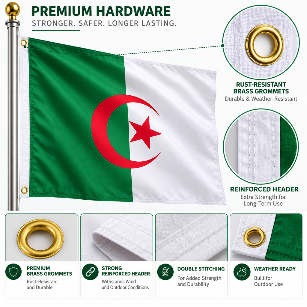 Algeria Flag 2'x3' to 5'x8' Nylon