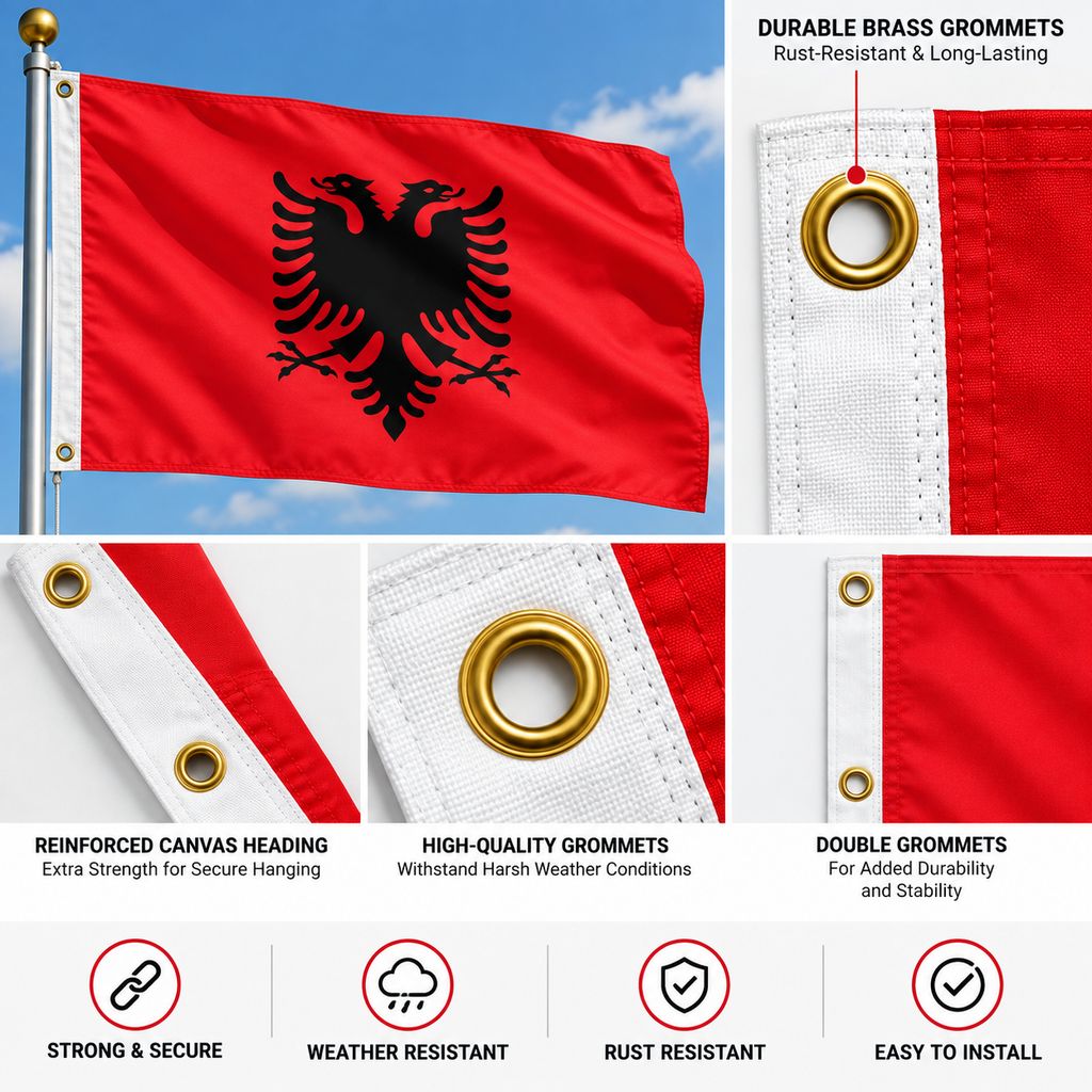 Albania Flag 2'x3' to 5'x8' Nylon