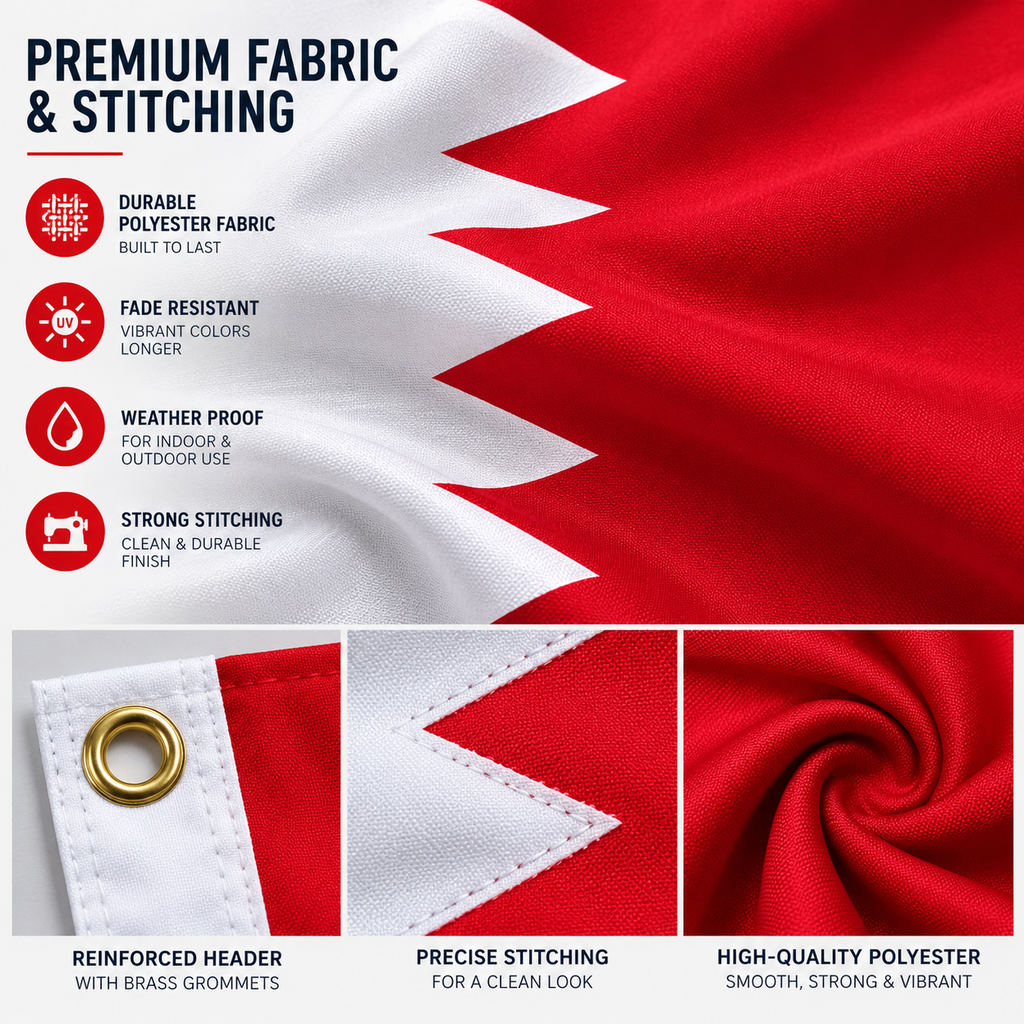 Bahrain Flag 2'x3' to 5'x8' Nylon