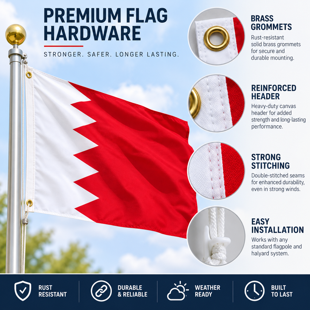 Bahrain Flag 2'x3' to 5'x8' Nylon