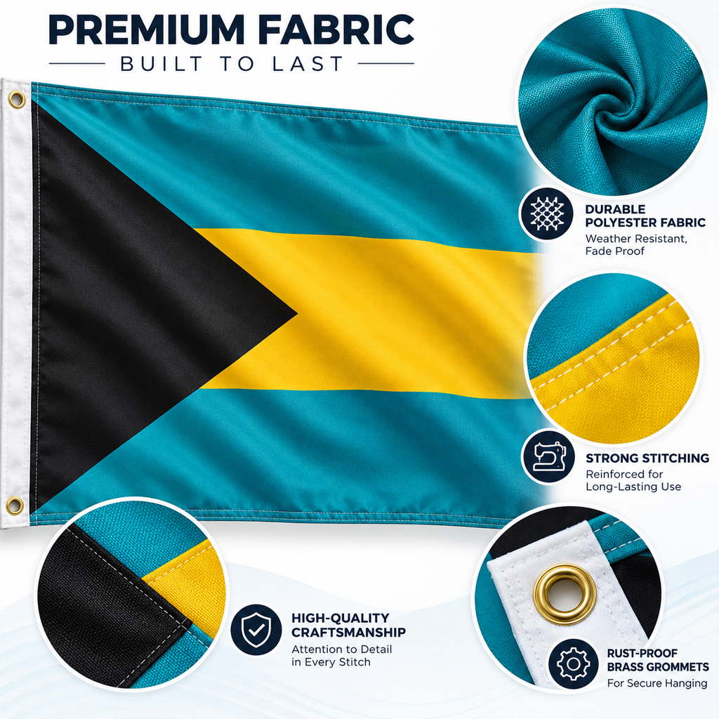 Bahamas Flag 2'x3' to 5'x8' Nylon