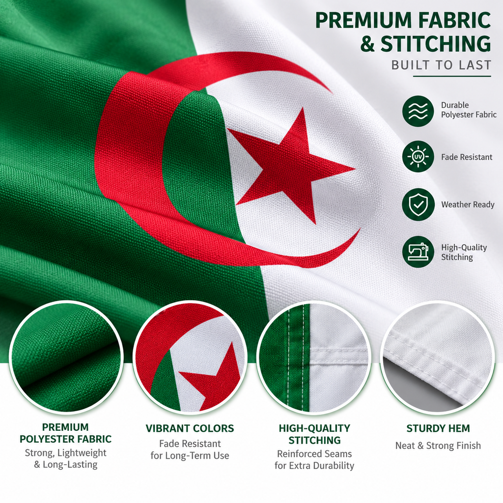 Algeria Flag 2'x3' to 5'x8' Nylon