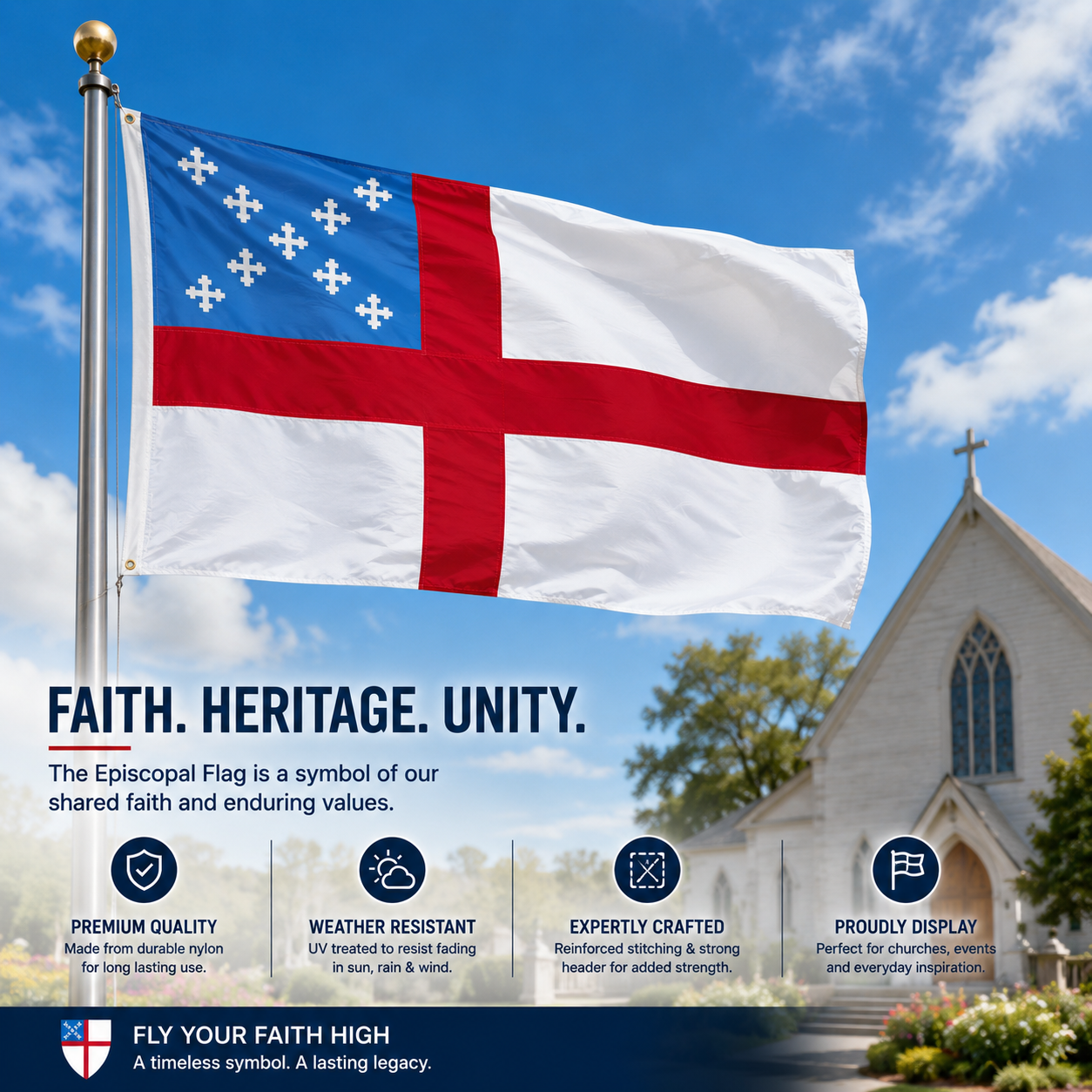 Nylon Episcopal Flag