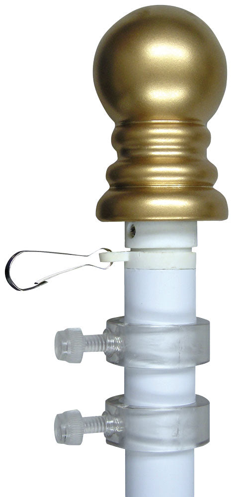 White Anti-Furl Flagpole in White with Gold Ornament Ball