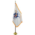 United States Coast Guard flag on a pole against a white background