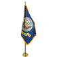 Navy flag on a pole with a white background