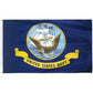United States Navy flag with emblem and text on a blue background
