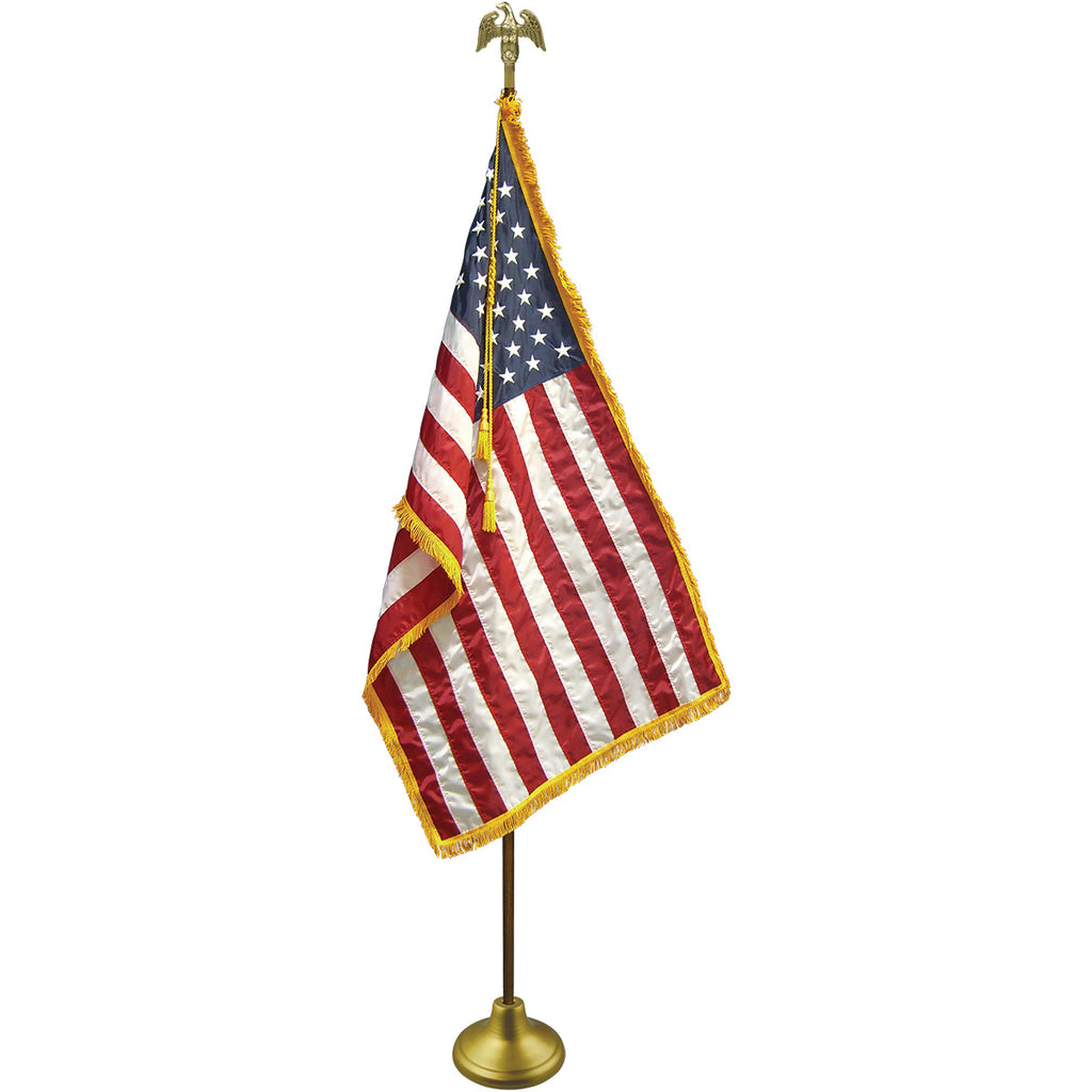 Deluxe Indoor US Flag Set with Oak Flagpole