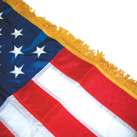 Puerto Rico Light Blue Gold Fringe Flag 4\"x6\" Desk Set Table Stick Black Base